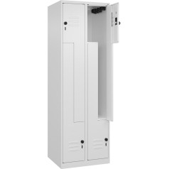 C + P Möbelsysteme C+P | Z-Spind Classic Plus | 2 Abteile | verkehrsweiß | B 600 мм | mit Bodengleitern | Drehriegel