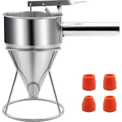 1200 мл Pfannkuchenteigspender, Edelstahl-Trichter-Kuchenspender mit Ständer, robustes Backwerkzeug für Cupcakes, Waffeln, Kuchen