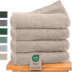 Hausfelder Полотенца для рук 50 x 100 см - Премиум 500 г/м² Комплект из 4 полотенец для рук - 100% хлопок, сертифицирован Oeko-Tex (50 x 100 см бежевый)