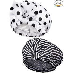 Упаковка из 2 шапочек для душа, водонепроницаемые многоразовые шапочки для волос, эластичный подол, тюрбан, шапочки для ванны для длинных, к