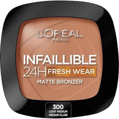 L'Oréal Paris Infaillible 24h Fresh Wear Soft Matte Bronzer, долговечный и непрозрачный бронзатор, для естественного и матового загара, цвет: 300 светло-средний, упако
