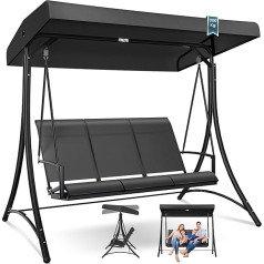 KESSER® Hollywood Swing с навесом от солнца, 3-местные, садовые качели до 300 кг, садовый шезлонг с нескользящими ножками, скамейка для качелей, водоотта