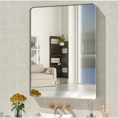 WEER 24x32 матовый никель зеркало для ванной комнаты, матовый серебристый металл рамы, округлый прямоугольник серебристый ванная комната зерк