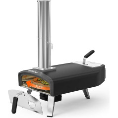 Печь для пиццы на открытом воздухе Mimiuo с функцией вращения и круглыми камнями для пиццы 33 см, портативная печь для пиццы на древесном угле и