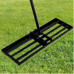 Садовые грабли для выравнивания газона XL, выравнивающая пластина из нержавеющей стали, усиленные сварные швы, регулируемая высота 68-198 см, 