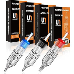 Упаковка из 80 одноразовых картриджей RL RS RM - Unihuby Смешанные 1203RL 1205RL 1207RL 1209RL 1205RS 1207RS 1207RM 1209RM (0,35 мм)