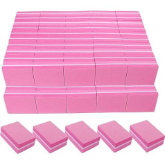 Nagelpuffer 180/240 Körnung (100 Stück), Mini Buffer Block Nagelfeile für Naturnägel und Acrylnägel, Bulk Polierblöcke Professioneller Nagelpuffer Block für Nail Buff Maniküre Datei Rosa