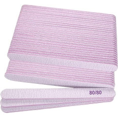 80/80 Grit Nail Files (Pack of 50) Emery Boards for Acrylic Nails and Gel Nails Coarse Nail File Double Sided 80 Grit Emory Professional Nail Files Reusable Washable