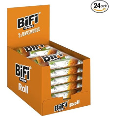 BiFi Пекарня Ролл Пикантная мясная закуска Салями в тестовой оболочке с итальянскими травами, упаковка из 12 штук (12 x 2 x 40 г)