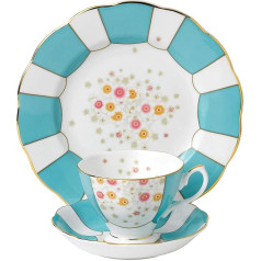 100 Years by Royal Albert 1930 Deco Teacup/Saucer/20cm Plate, 3 Piece Set