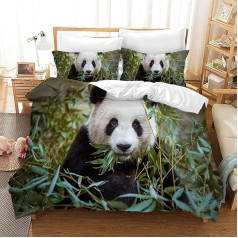 Leleyouzer Panda Children's Bed Linen Set Duvet Cover with Animal Motif, 1 детский пододеяльник из микрофибры и 2 наволочки 50 x 75 см (P3, 220 x 240 см)