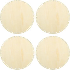 PATIKIL Pack of 4 Crochet Basket Base 30 cm Round Wooden Basket Base for Crocheting Wooden Base with Holes Crochet Basket Accessories for DIY Basket Weaving Supplies Purse Crafts