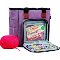Horsande Wool Bag, Crochet Sets Storage Bag for Beginners, Handmade Bag for Yarn, Crochet Hooks and Knitting Accessories, Purple