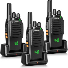 Retevis H777H Walkie Talkie Set of 3 with Display, PMR радио, без лицензии, VOX Professional Walkie Talkie with Charging Cradle, надежная рация TYP-C, аварийная рация для семьи, кемпинга (черн
