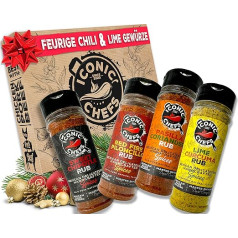 ICONIC CHEFS® Barbecue Spice Gift Set Chili & Lime - Grill Spice 100% from Mexico - Grill Gifts for Men - BBQ Grill Spice Set - Spice Gift Set - BBQ Rub Spice Set Grill Accessories