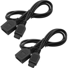 LT Easiyl 2 Pack 9 Pin Controller Grip Extension Cable Compatible with Sega Genesis Compatible with Mega Drive 1 2 3 Controller Cable 1.8M Length (Black)