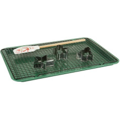 Generico 1 Keksform, Gitter, Spatel и 3 grüne Ausstecher, Kohlenstoffstahl Silikon Holz 18/0 Edelstahl, прозрачный и золотой