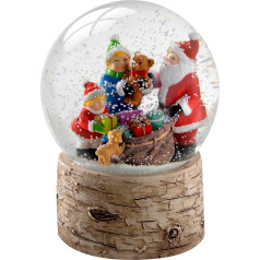 WeRChristmas Дети Санта и щенок с березовым основанием Снежный шар Рождественское украшение - 13 см, многоцветный