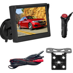 AHD Auto Rückfahrkamera Kit, 5 Zoll AHD IPS Auto Monitor Wasserdicht Nachtsicht 1080P Rückfahrkamera System mit Zigarettenanzünder Einstellbare Parkhilfe-Linie, Einfach zu installieren
