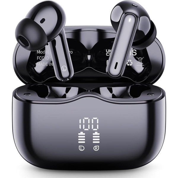Bluetooth наушники, беспроводные Bluetooth 5.4 HiFi стерео наушники-вкладыши с 4 микрофонами, ENC шумоподавления светодиодный дисплей, IP7 Водонепроницае