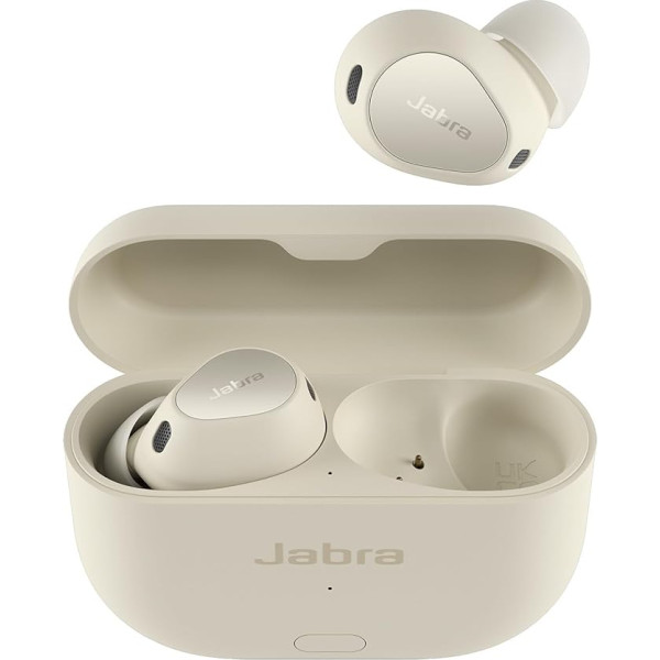 Jabra Elite 10 Gen 2 kabellose Bluetooth-Earbuds, Verbesserter 3D-Sound, LE-Audio-Smartcase, halboffenes Design, Advanced ANC, 6 integrierte Mikrofone und bis zu 36 Std. Akkulaufzeit - Soft White