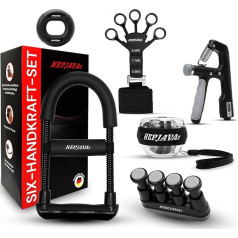 HEPJAVAs SIX-HANDKRAFT-SET 6-в-1 Тренажер для рук/пальцев, состоящий из тренажера для силы хвата, тренажера для давления пальцев и предплечья, гироскопич