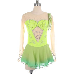 YDHTIZ Конкурс Обучение Атлетические Женщины Простой Щедрый Фигурное Катание Платье Женщины Зеленый Длинный Рукав Гимнастика Активная Одеж