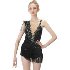Девушки Женщины Стразы Высокая Эластичность Фигурное Катание Платье С Длинным Рукавом Обучение Конкурс Носить