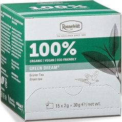 Ronnefeldt 100% Green Dream® - органический зеленый чай, 15 чайных пакетиков по 2 г, 30 г | Органический | Веганский | Экологически чистый