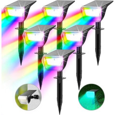 Linkind Разноцветные солнечные фонари для улицы, RGB и белый солнечный прожектор для сада с 10 режимами, солнечный наружный свет 2 в 1 крепления, IP6