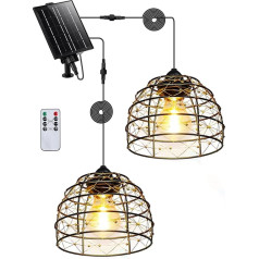 FabStyl Солнечный подвесной светильник для наружного использования в помещении, 1 солнечная панель поставляет 2 бохо солнечные фонари с пульт