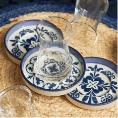 Чайный набор Zeher Blue на 6 персон, чайный набор, набор чайных стаканов, набор Cay Bardagi, турецкий чай, Cay Bardagi Seti, турецкий чай, стекло