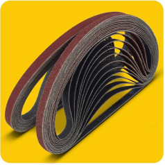 9 x 533 мм Ассорти из 30 штук (по 6 штук зернистостью 40/80/120/180/320) шлифовальных лент из оксида алюминия для шлифовальных машин