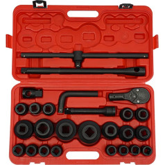 YlluySmn 26pcs Socket Set 3/4 Inch & 1 Inch Drive Car Repair Tool Complete Set DIY Ratchet Key Kit, Anti-Release Steel Ball, Suitable Slots, for Automotive or Other Repairs