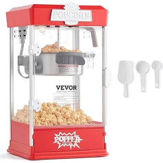 VEVOR Popcorn Maker 480 W Popcorn Maker Popcorn Maker 4 oz Kettle Makes 1.5 Gal per Load, Tabletop Popcorn Machine Including 3 Scoops, Cinema Style Popcorn Machine Red Café