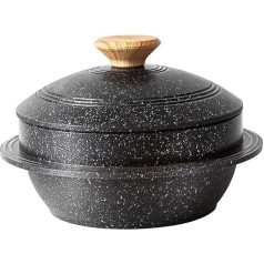 Корейская каменная миска с крышкой, 24 см Dolsot Bibimbap Bowl for Hot Pot Soup - черный