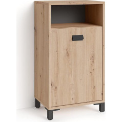 byLIVING Боковой шкаф для ванной комнаты Wellness Artisan Oak Look Light Brown / Metal Handle Black Шкаф для ванной комнаты с 1 дверцей и 1 открытым отделением Ш 42 x В 77,5 x Г 