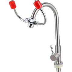 MUCKLILY Tragbare Augenwaschmaschine Wasserhahn Augenspülung für Waschbecken Augenwaschstation Augenspüleinheiten Notfall-Augenspülstation Waschplatz Rostfreier Stahl Silver