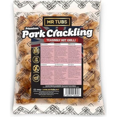 Mr Tubs Pork Crackling - 250g Bag - Premium Pork Crust Snack, - Безглютеновая, богатая белком, низкоуглеводная, кето-дружественная закуска из свиной корочки (250g, Seductively