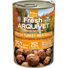 ARQUIVET Fresh Turkey Meatballs - Консервы с фрикадельками из индейки, брокколи и тыквы - упаковка 6 х 400 г - Влажный корм для собак всех пород