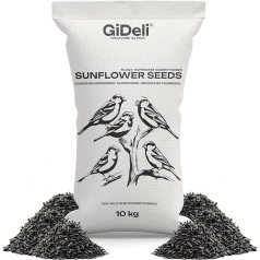 GiDeli Семена подсолнечника черные 10 кг Корм для диких птиц Корм для птиц на весь год Корм для лошадей и мелких животных