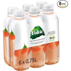 Volvic Organic Tea Peach 75cl | Pack of 6 | С пониженным содержанием сахара, без подсластителей и с низким содержанием калорий | Сертифицированное органическ