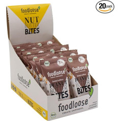 Foodloose Organic Peanut Butter Bites Speculatius Christmas Snack Made of Dates with Creamy Peanut Butter Speculatius Filling Vegan, Organic & Gluten Free Value Pack (20 x 40 g)