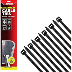 Dekton Набор кабельных стяжек 4,8 мм x 380 мм Сверхмощные промышленные стяжки с самофиксирующимися зубцами Идеально подходят для кабелей, трубоп