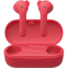 Defunc True Wireless Earbuds True Basic IPX4 Waterproof In-Ear 5.0 Bluetooth Stereo Earphones with Integrated Microphone, Long Playtime & Charging Case (Red)