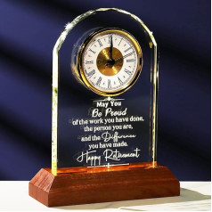 Настольные часы Arikyrist Crystal, подарки на пенсию для мужчин и женщин, стеклянный сувенир, кварцевые часы со светодиодной подсветкой, счастлива