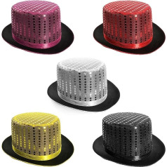 12pcs Silver Sequin Top Hat for Adults Fancy Dress Costume Perfect Accessory for Dance Show Party
