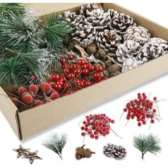 160 украшений для адвент-венка, рождественские прожекторы, включая палочки корицы, сосновые шишки, сушеные апельсиновые дольки, моховой вен