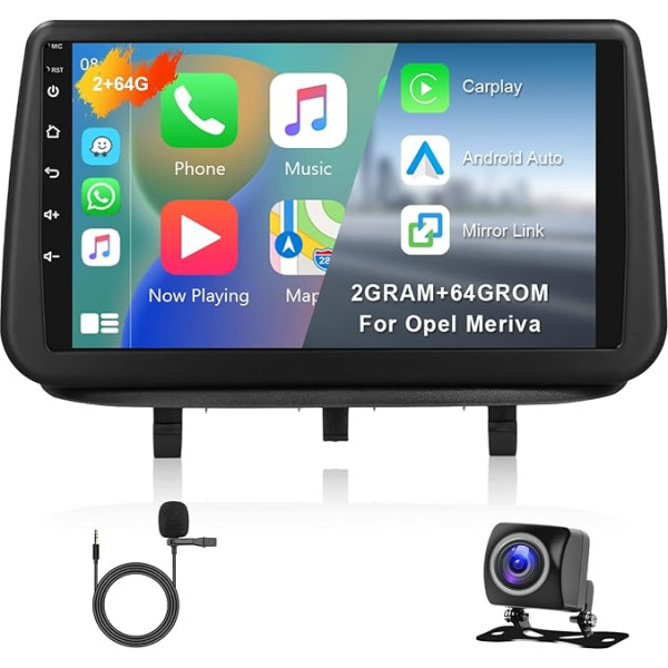 Hodozzy 2G + 64G Android GPS Автомобильное радио для Opel Meriva B 2009-2014 Беспроводной Carplay Android автомобиля, 9-дюймовый сенсорный экран с навигацией WiFi Bluetooth Mirror