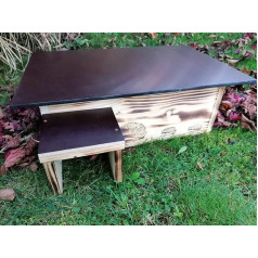 Woidwerk Manufaktur Igelhaus Hedgehog Hotel Hedgehog House (IG7) Выжженный домик для ежика с входом-лабиринтом, крысиным клапаном и съемным отверстием в крыше для легко